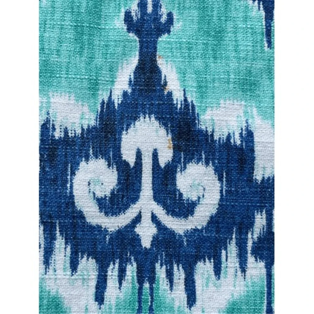 100% Cotton Ikat Table Runner Home 63x13 Turquoise Blue Good Tassel Fringe Boho